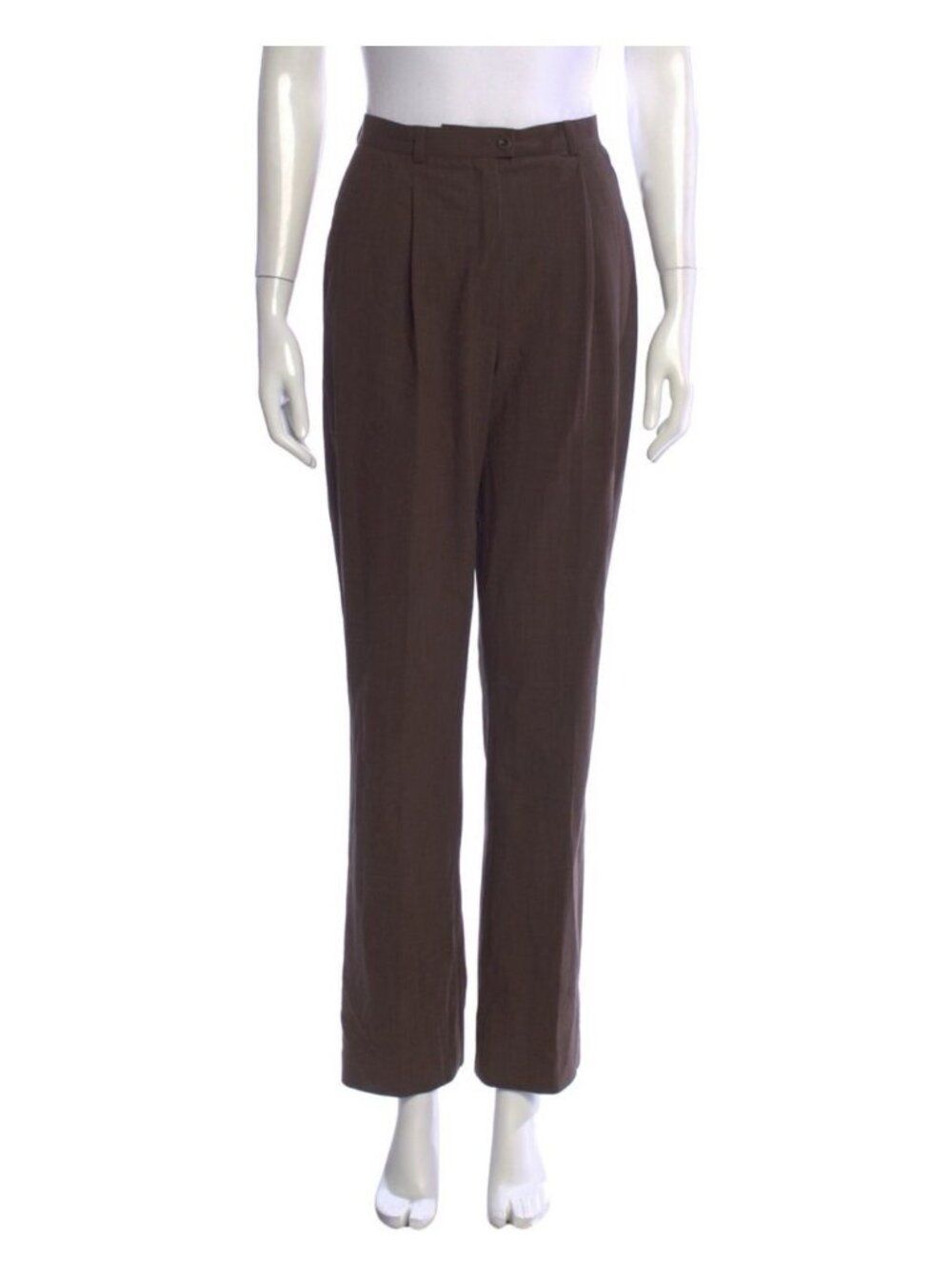 Escada Authentic Solid Brown Wool Dress Pants Straight Leg 34 Small 4 US